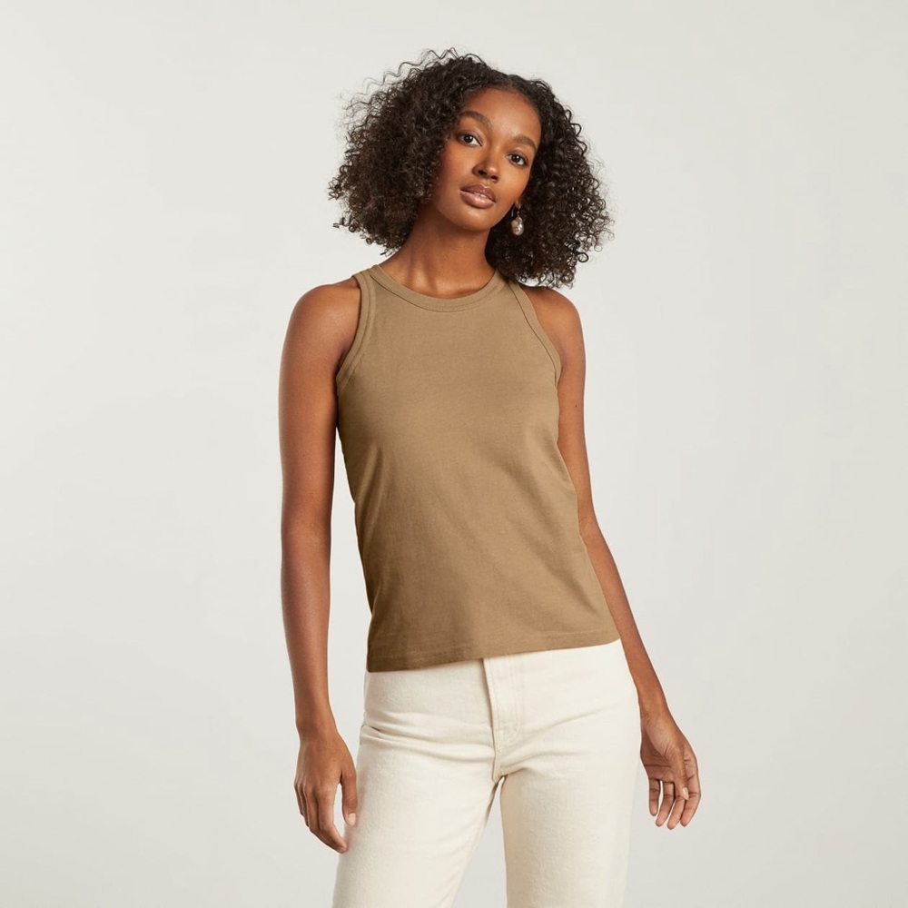 Everlane The Organic Cotton Cutaway Tank, M, Iced Coffee